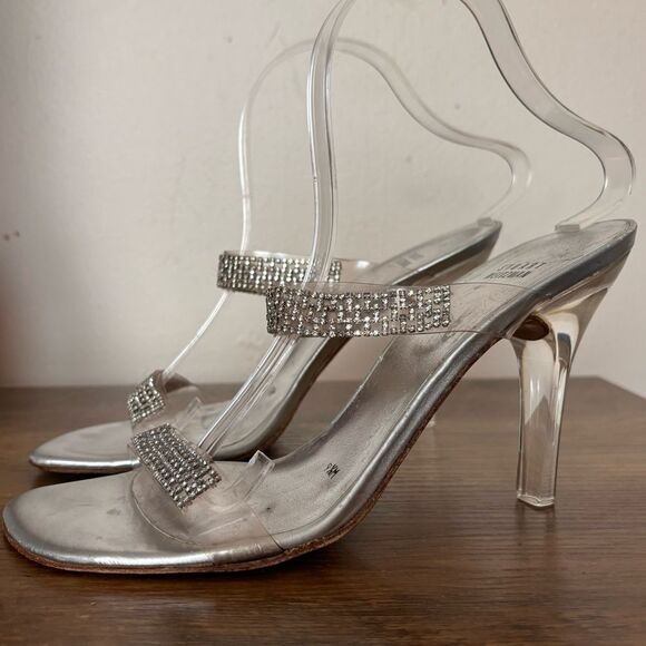 Stuart Weitzman Clear Embellished  Heel Sandals - Picture 5 of 8